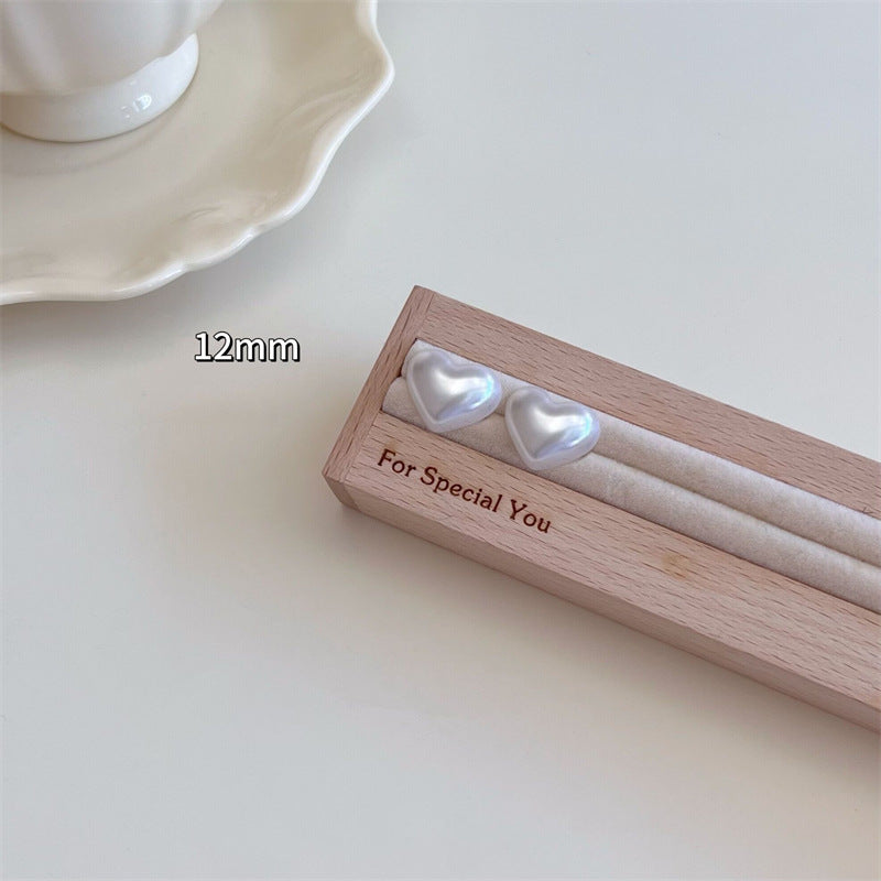 Elegant Heart Pearl Earings Set Mermaid Light Luxury High-grade Rings