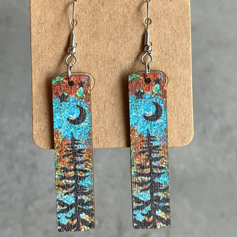 Natural Texture Color Simple Night Forest Earrings