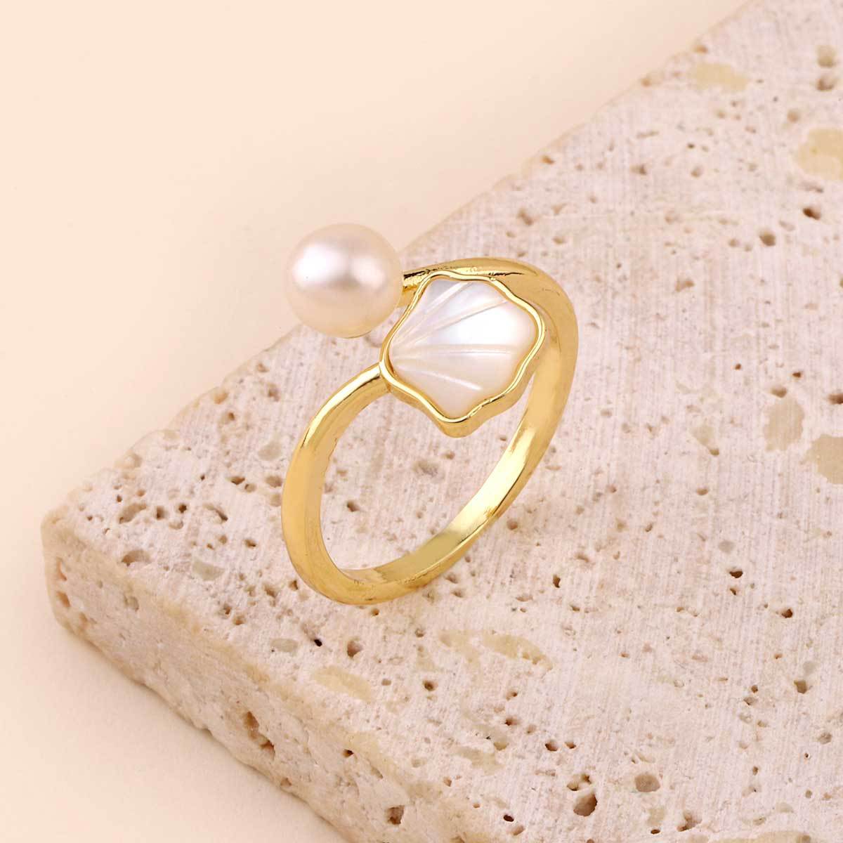 Real Gold Color Retaining Mermaid Tail Shell Rings