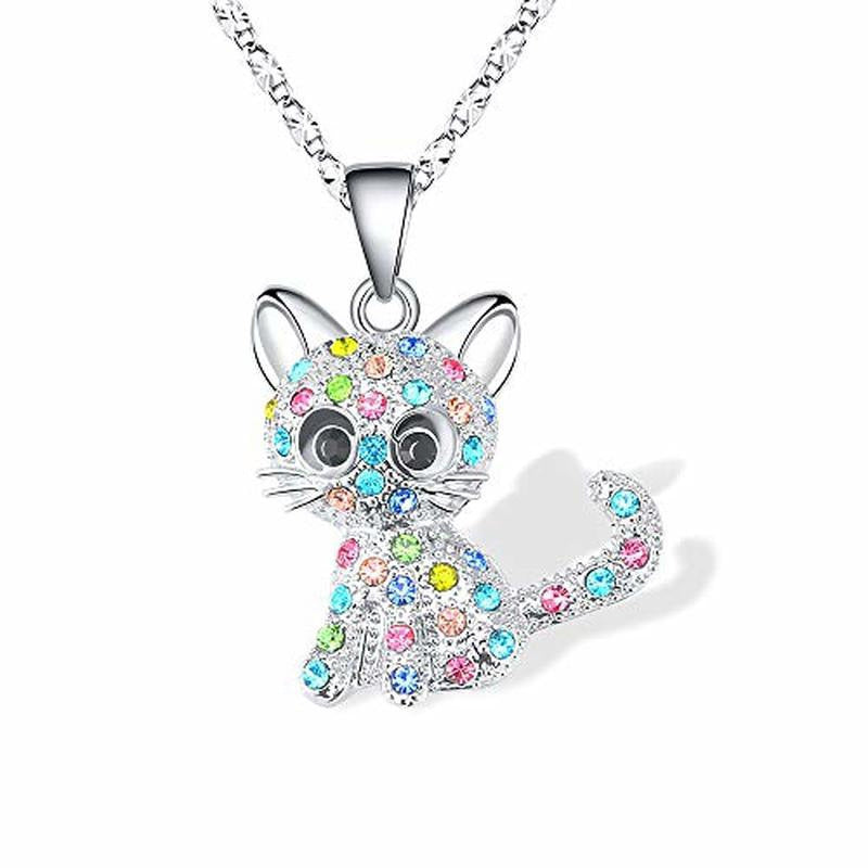 Cross Mirror Cute Cat Simple Cartoon Color Necklaces