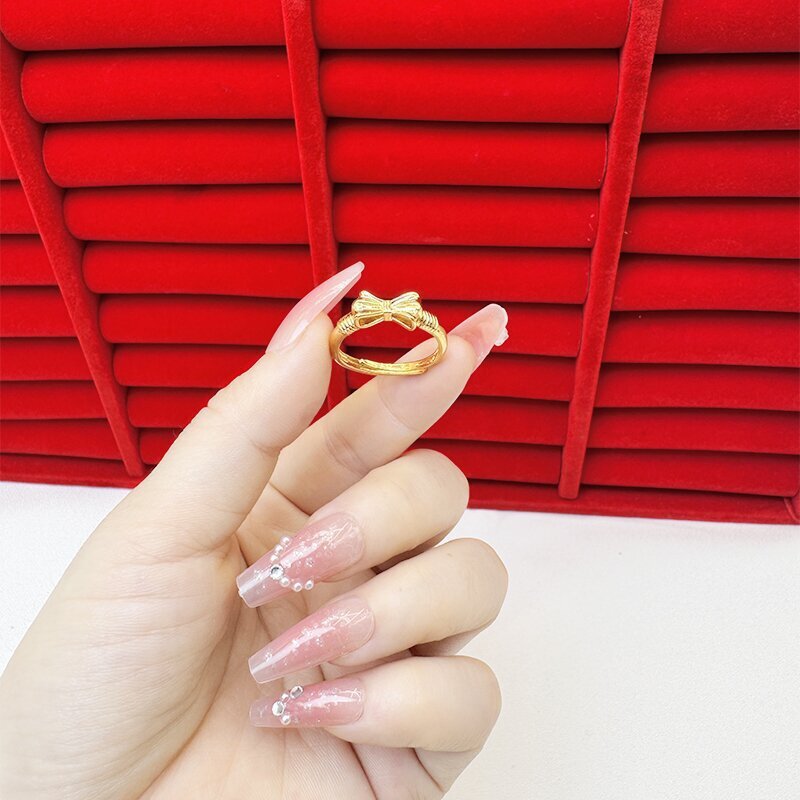 Gold Female Bow No Color Fading Niche Rings