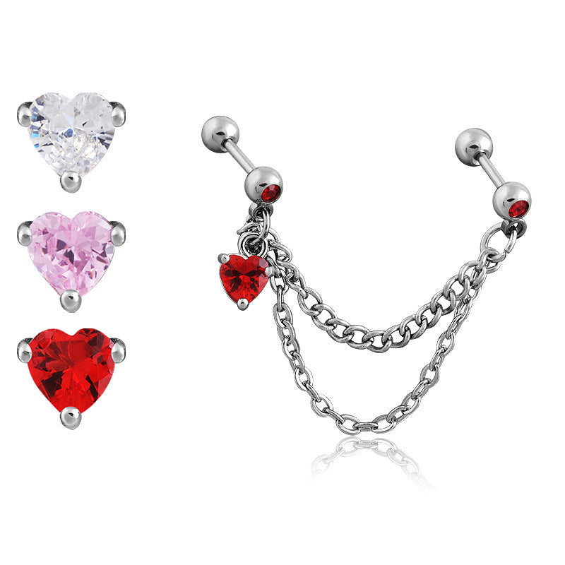 Trendy Stainless Steel Double Chain Ear Bone Female Earrings