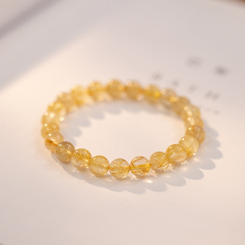 Natural Crystal Gold Rutilated Quartz Beaded Bracelets