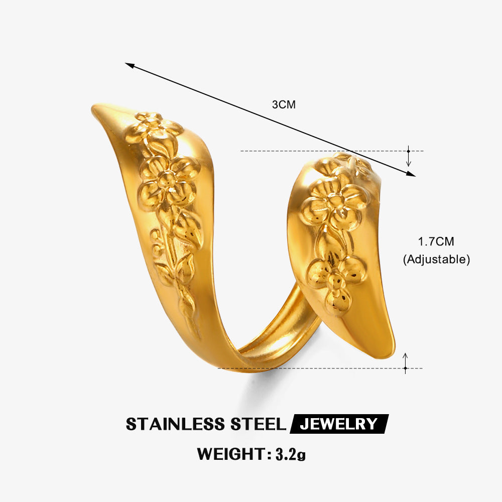 Fashion Popular Stainless Steel Simple Flower Rings