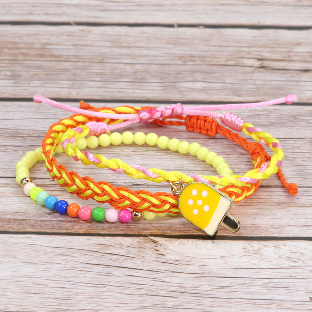 Dessert Series Woven Colorful Beads Wax Bracelets