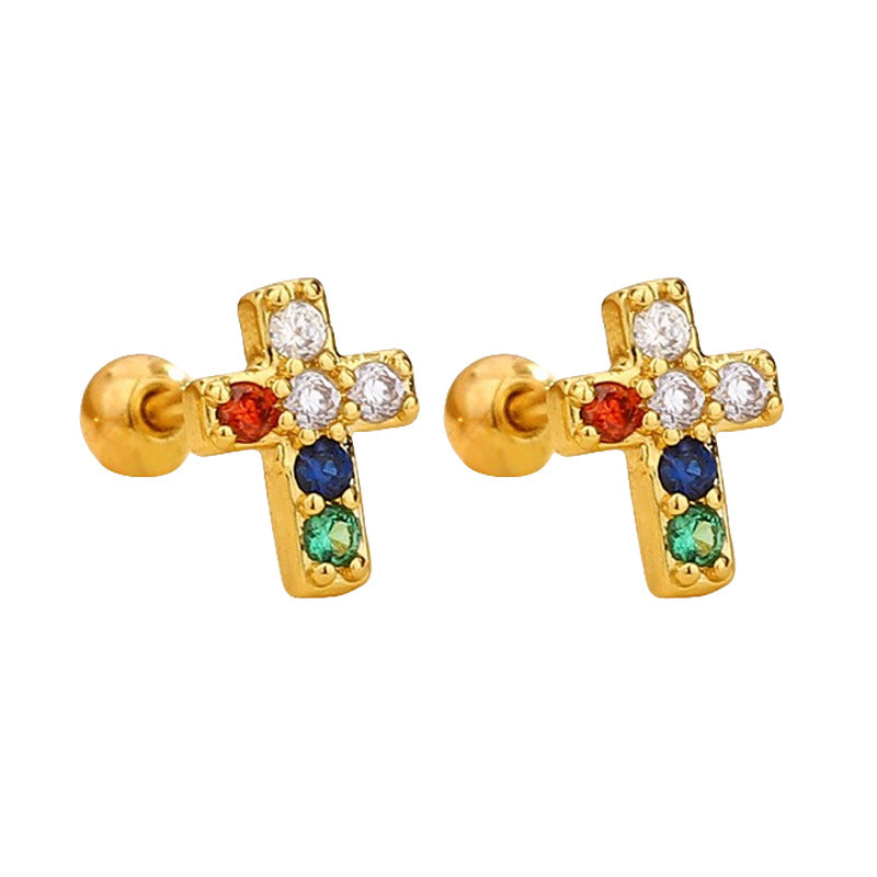 Men's Buckle Design Super Flash Contrast Color Earrings