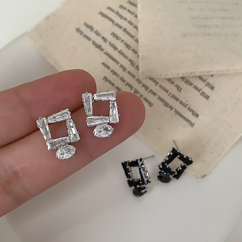 Women's Square Hollow Zircon For Entry Lux Elegant Earrings