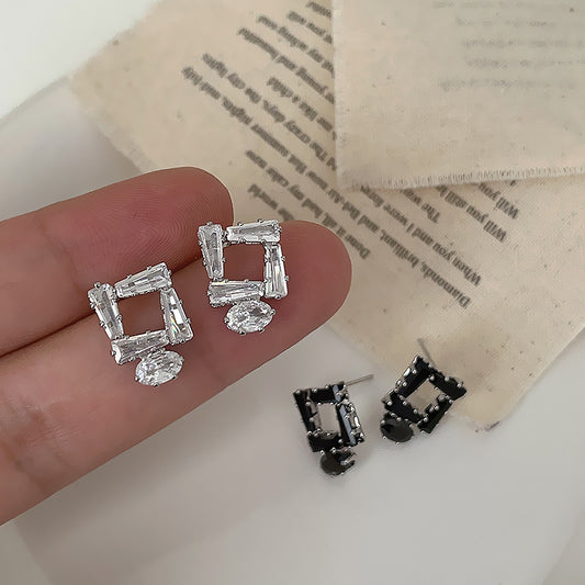 Women's Square Hollow Zircon For Entry Lux Elegant Earrings
