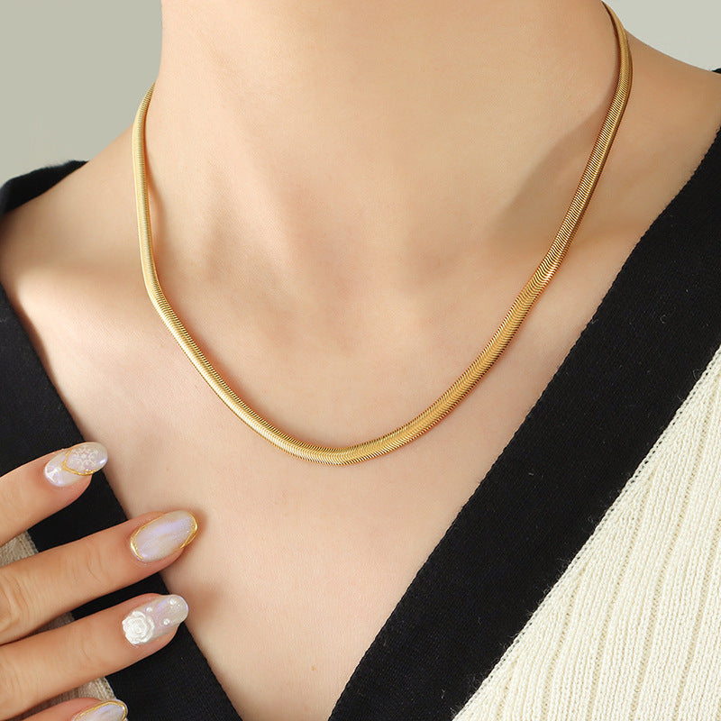 Soft Snake Bones Chain Metal Texture Gold-plated Stitching Simple Necklaces