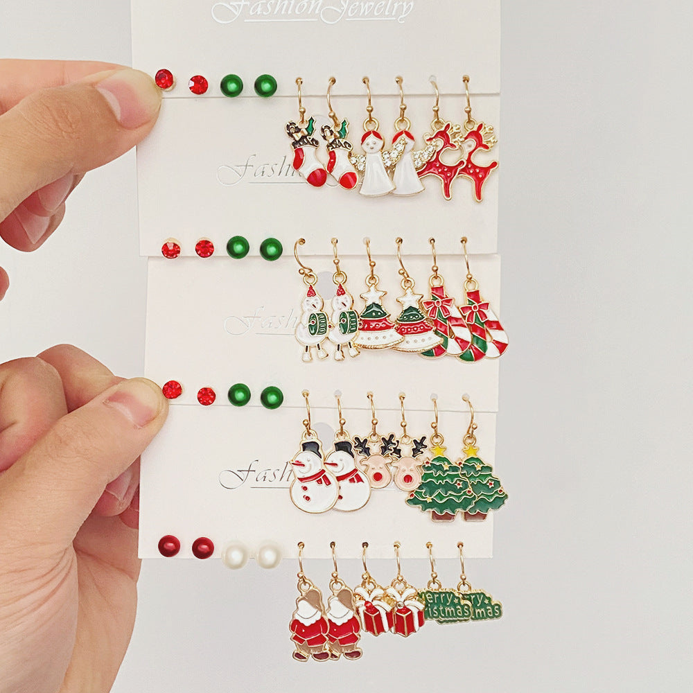 Women's Suit Cartoon Dripping Elk Santa Claus Earrings