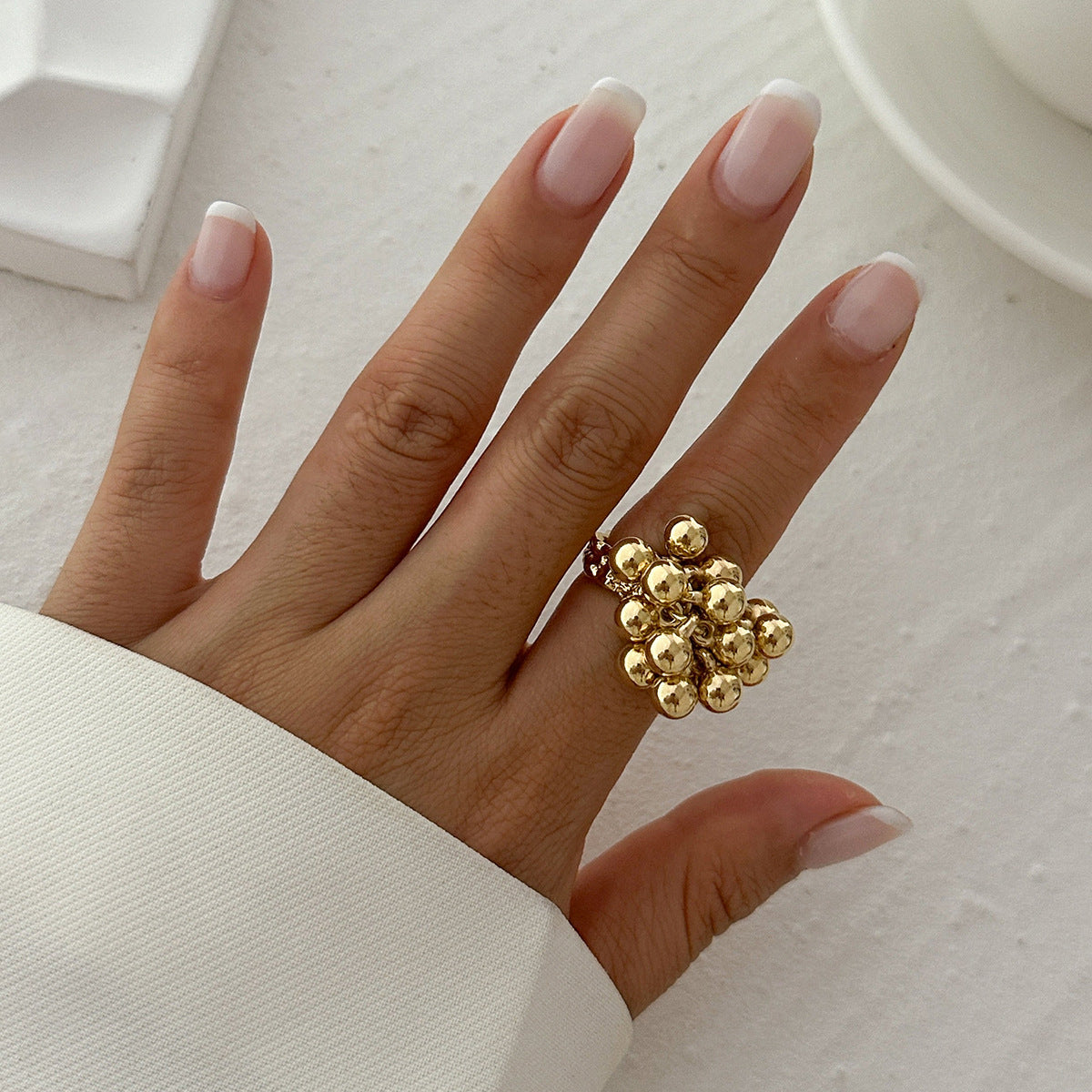 Personality Five Petal Flower Three-dimensional Open Exaggerated Rings