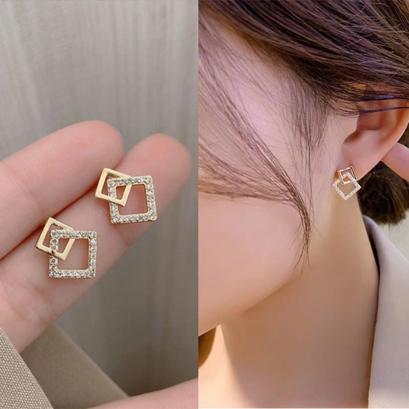 Square Zircon Geometric Simple Cold Style Earrings
