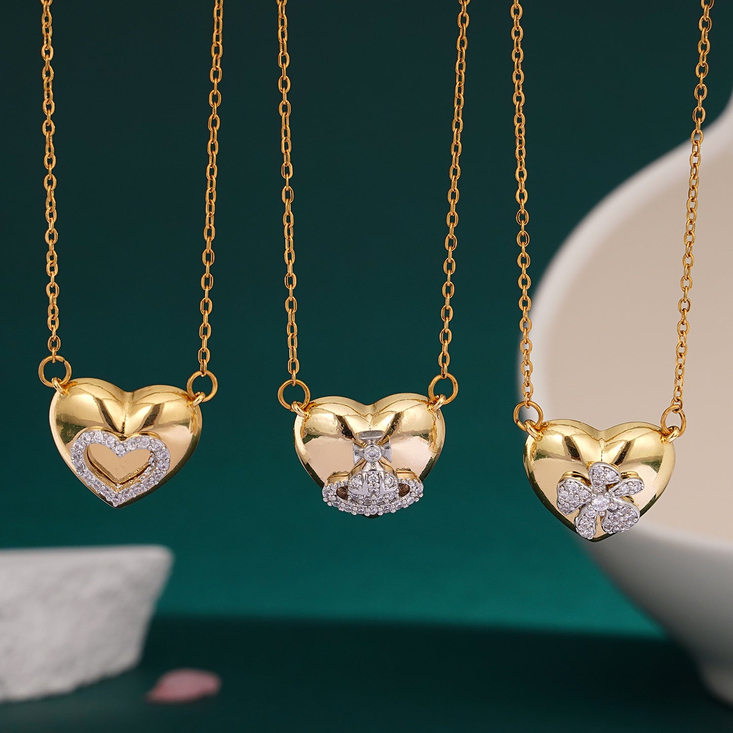 Women's Heart Butterfly Saturn Inlaid Zircon Versatile Personality Necklaces