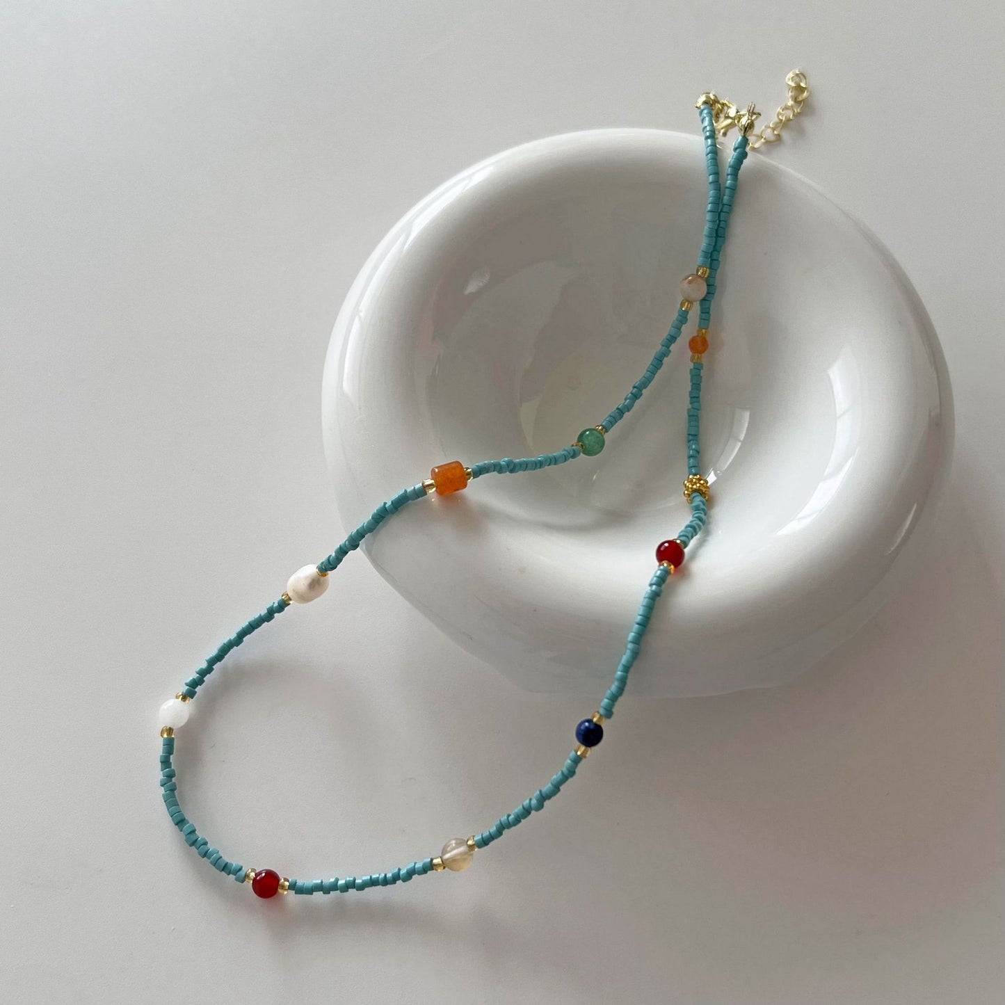 Natural Turquoise Pearl Summer Fresh Colorful Necklaces