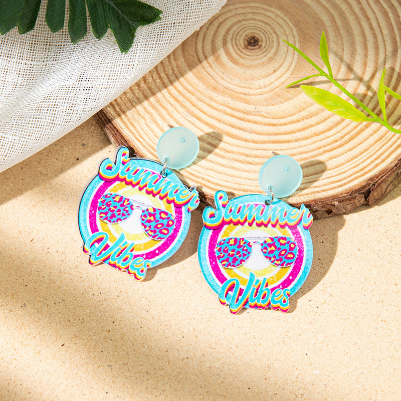 Series Acrylic Female Niche Letter Printing Earrings