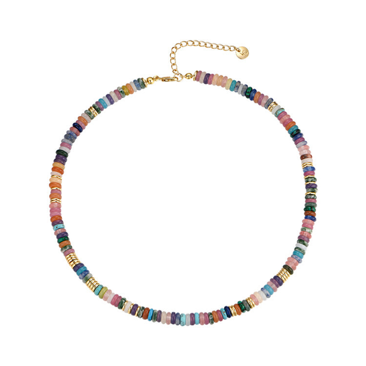 Quality Color Frisbee Mixed Natural Stone Design Light Necklaces