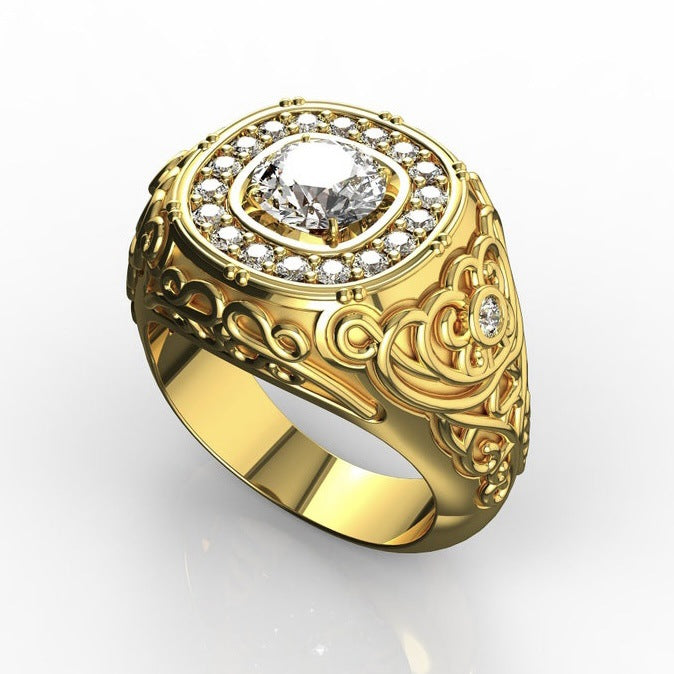 Men's Striped Simple Fashion Square Man's Full Rings
