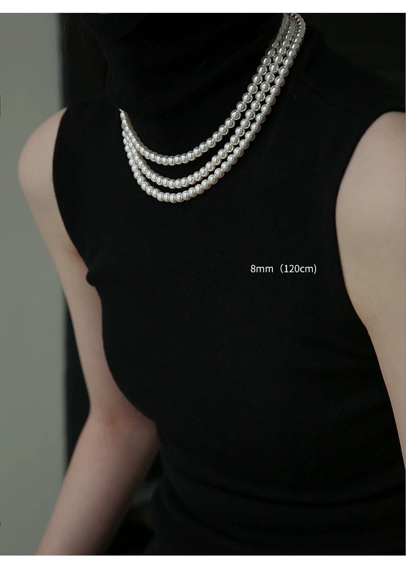 Women's Pearl Sweater Chain High-grade Long Versatile Stacked Necklaces