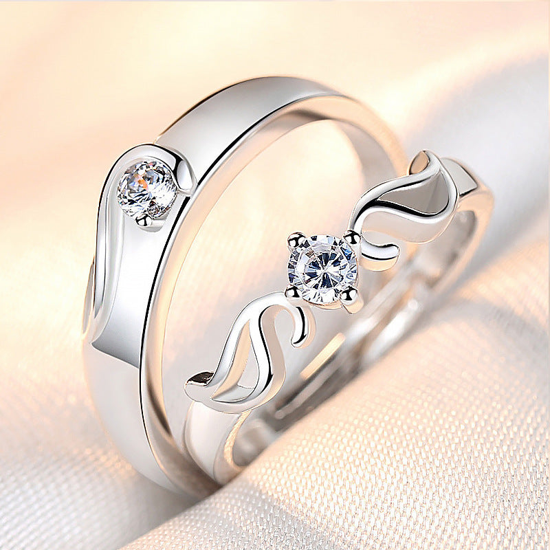 Opening Couple Female Diamond Angel Marriage Rings