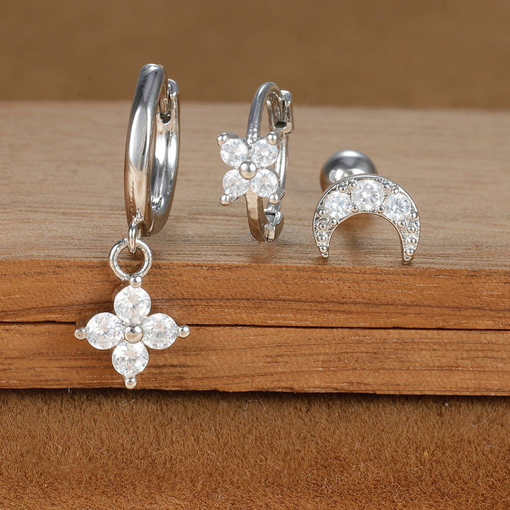 Women's Ear Zircon Star Moon Suit Light Earrings