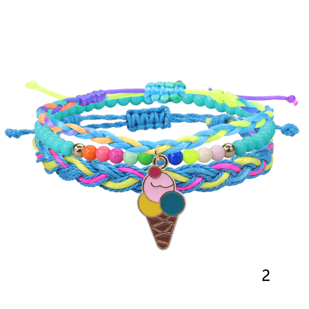 Dessert Series Woven Colorful Beads Wax Bracelets