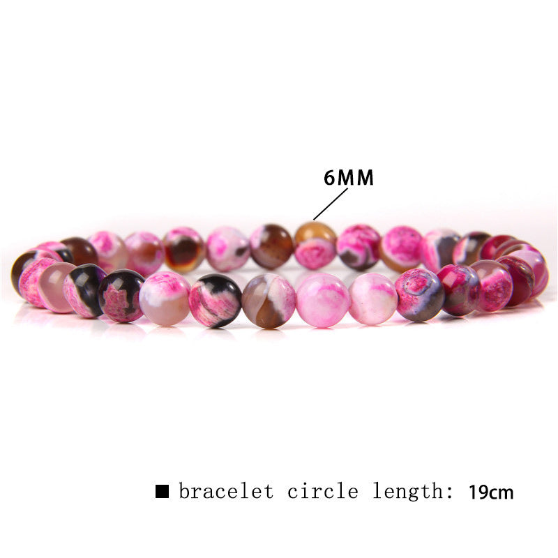 Women's & Men's Single Circle Beaded Natural Agate Stone Bracelets