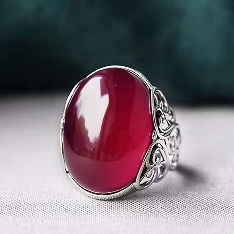 Women's Chalcedony Copper White Gold Plated Open Crown Rings