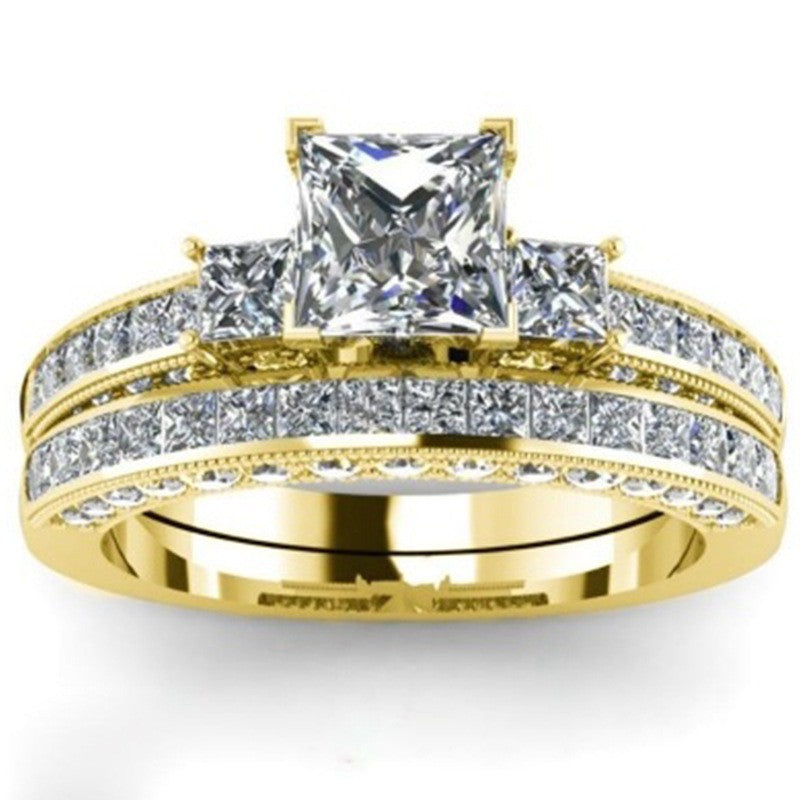 Women's Electroplating Inlaid Zircon Couple Set Fashion Rings