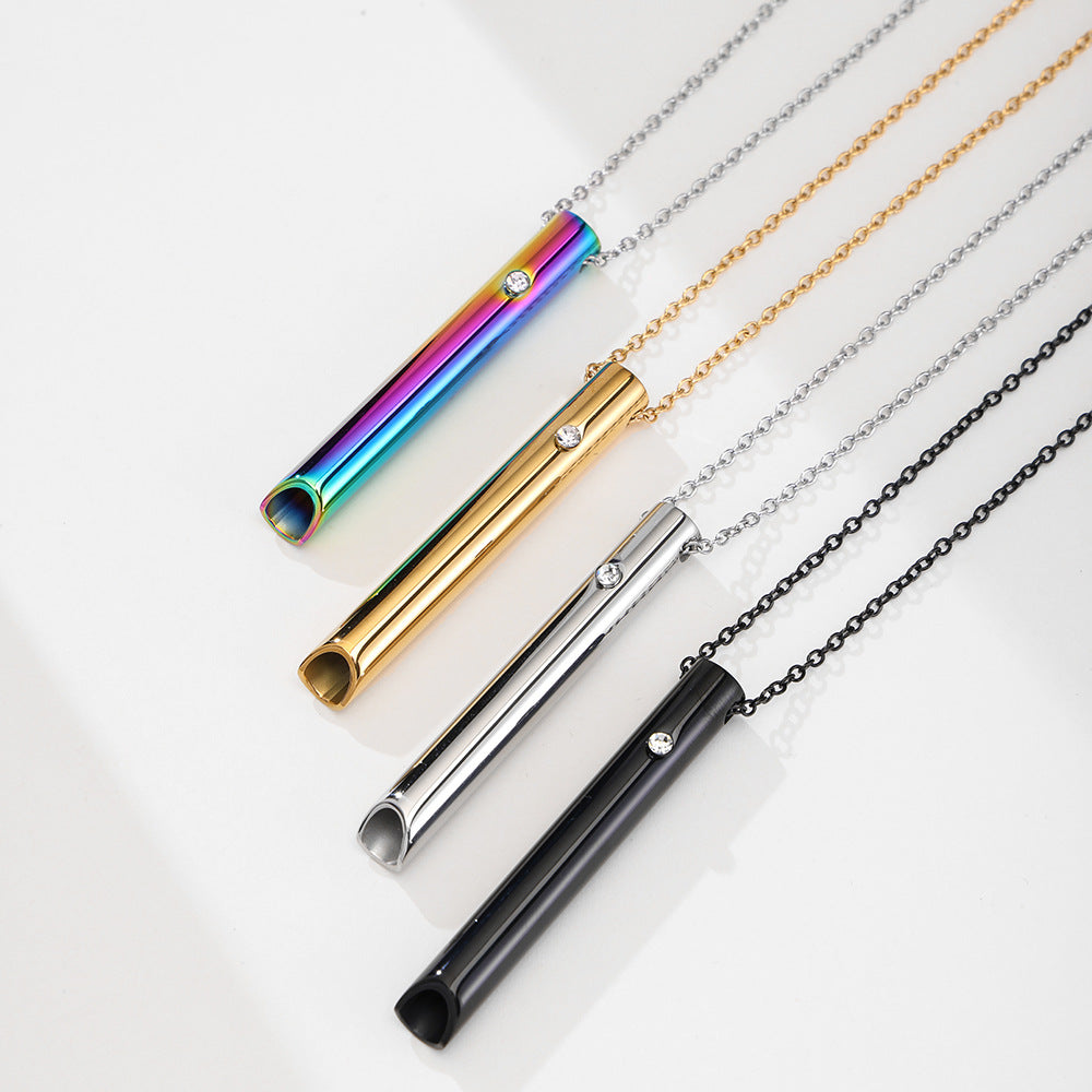 Whistle Adjustable Breath Relieve Anxiety Stainless Necklaces