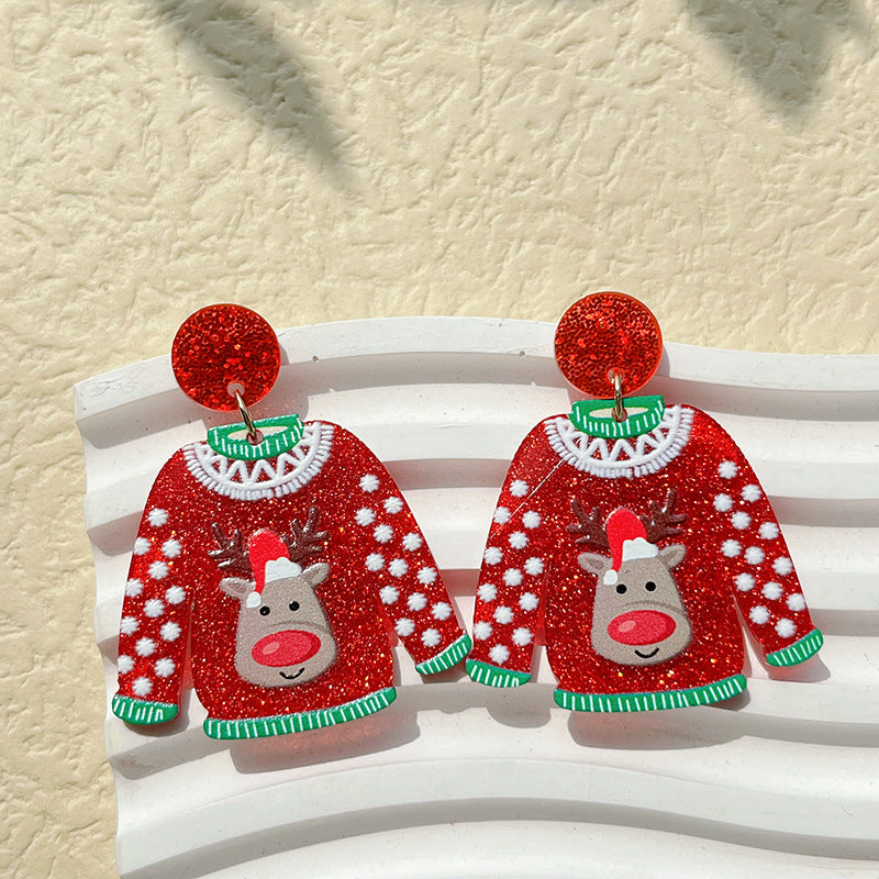 Ear Cute Cartoon Santa Claus Elk Earrings