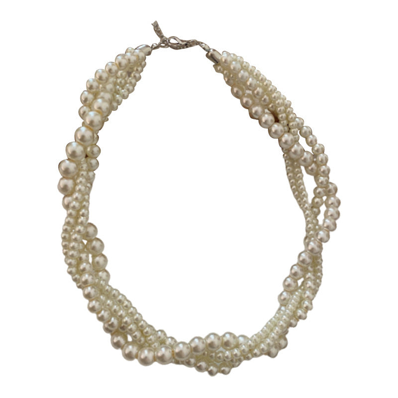 Twist Winding Pearl French Retro Fashion Elegance Clavicle Chain Necklaces