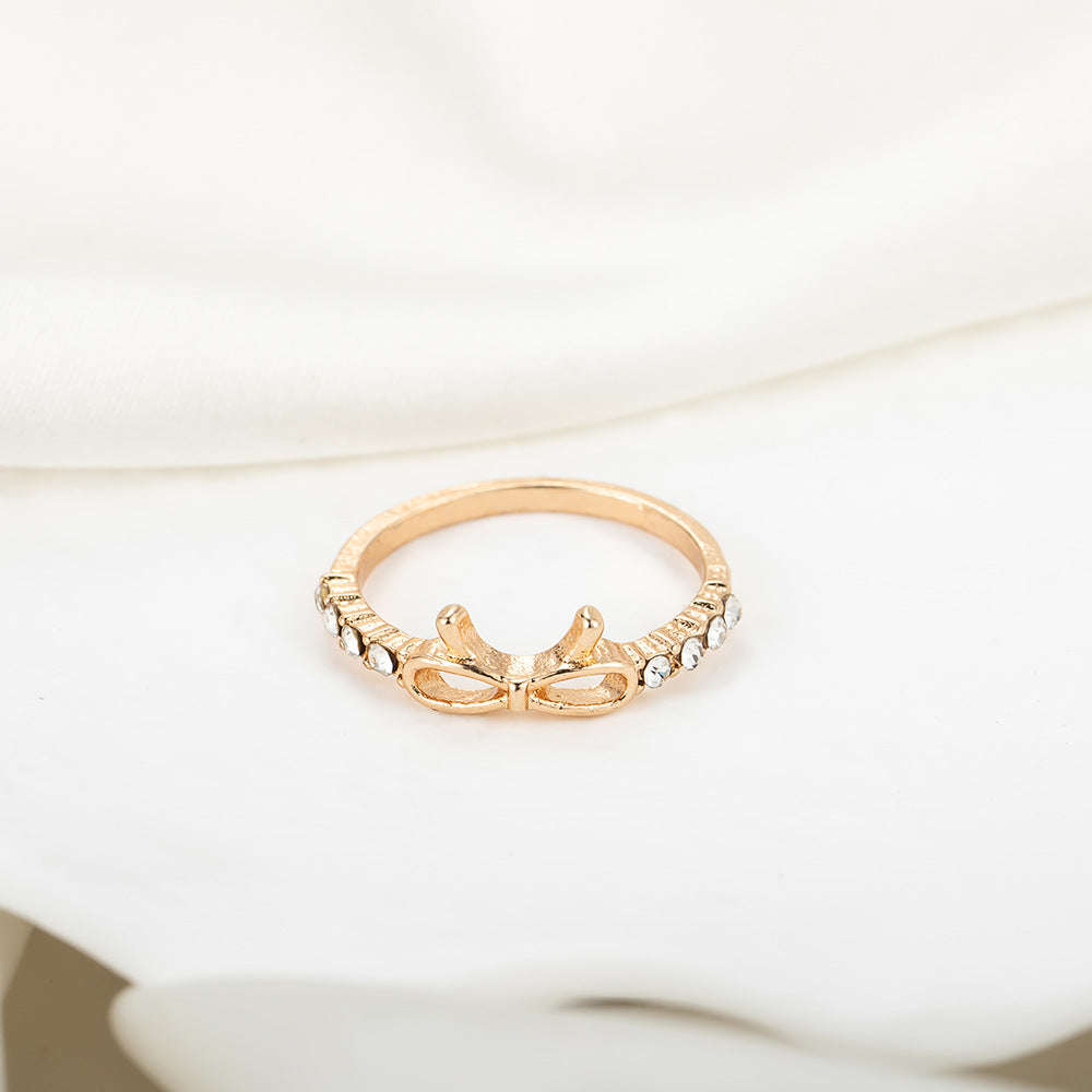 Fashion Simple Spot Drill Bow Single Rings