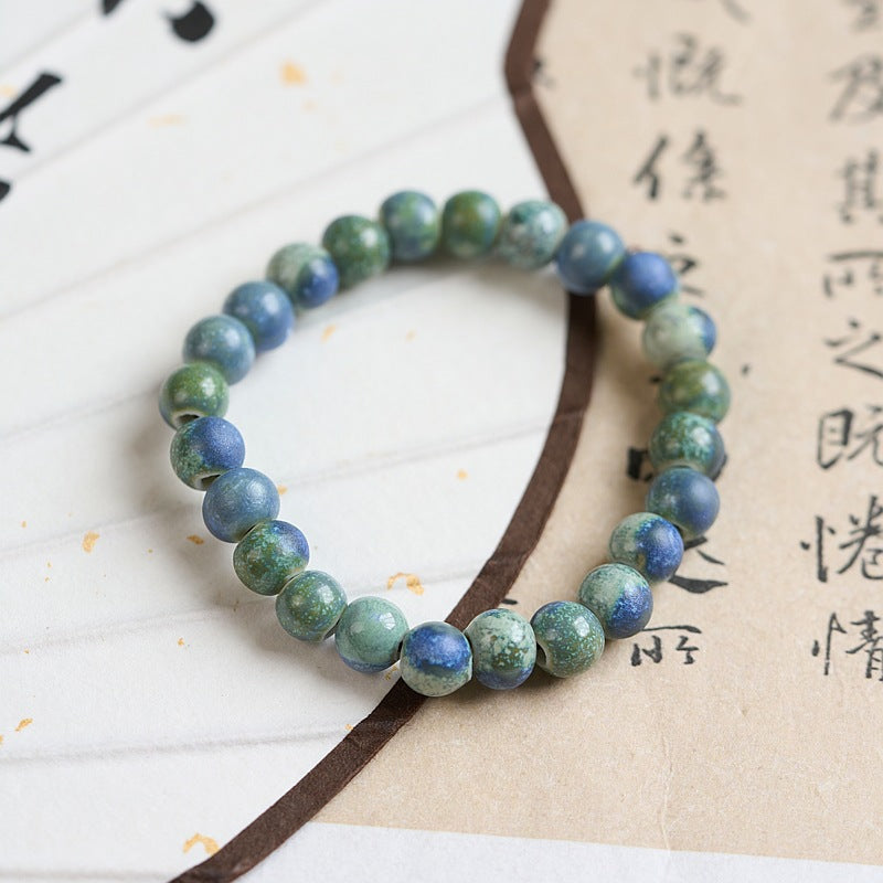 Art Pastoral Sweet Gradient Color Beaded Ceramic Bracelets