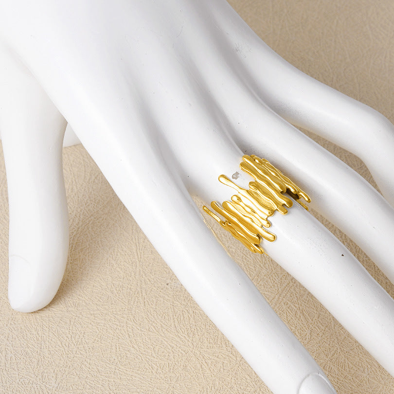 Steel Trendy Fashion Female Simple Personality Niche Irregular Rings