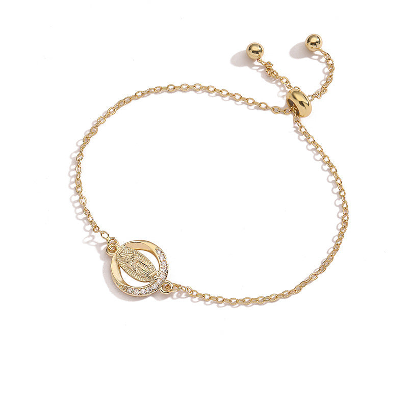 Virgin Mary Adjustable Pull Vintage Oval Portrait Bracelets