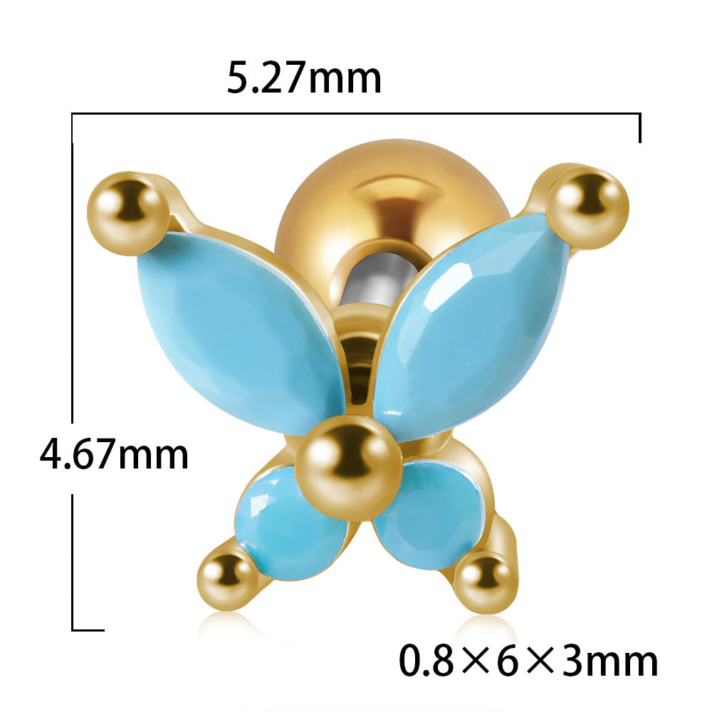 Stainless Steel Fashion Zircon Butterfly Personality Earrings