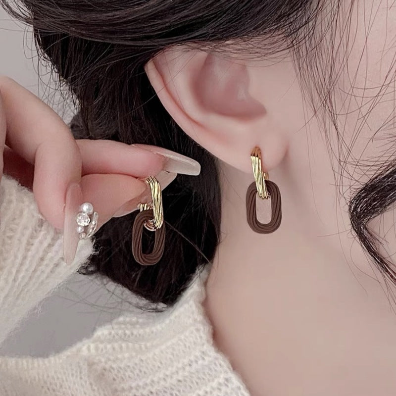 Women's Needle Coffee Color Series Design Sense Earrings