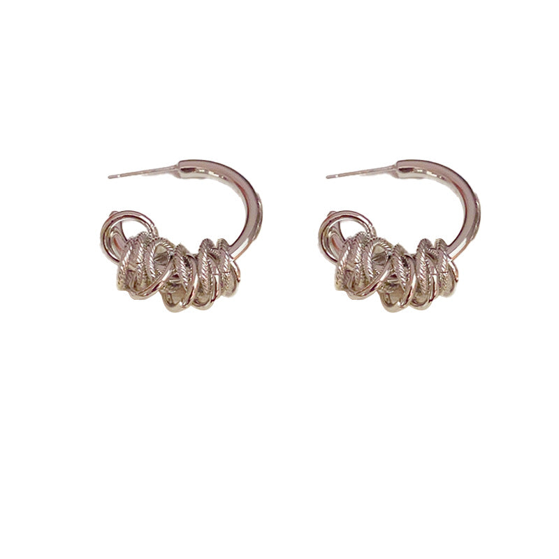 Temperament Metal Cold Style Round Design Earrings