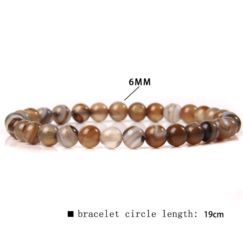 Women's & Men's Single Circle Beaded Natural Agate Stone Bracelets
