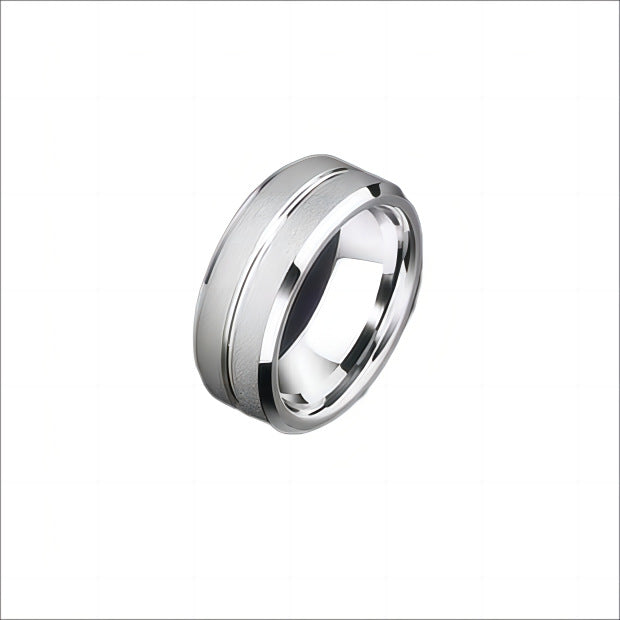 Women's & Men's Jewelry Stainless Steel Grinding Pearl Sand Simple Rings
