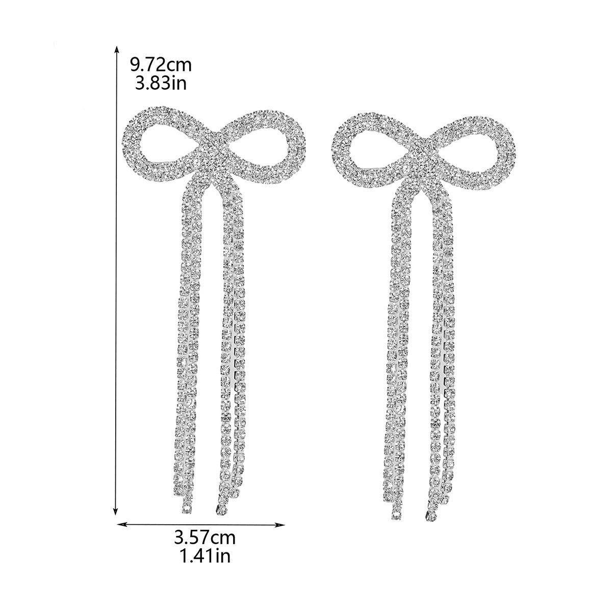 Bow Long Fringe Fashion Shiny Rhinestone Rings