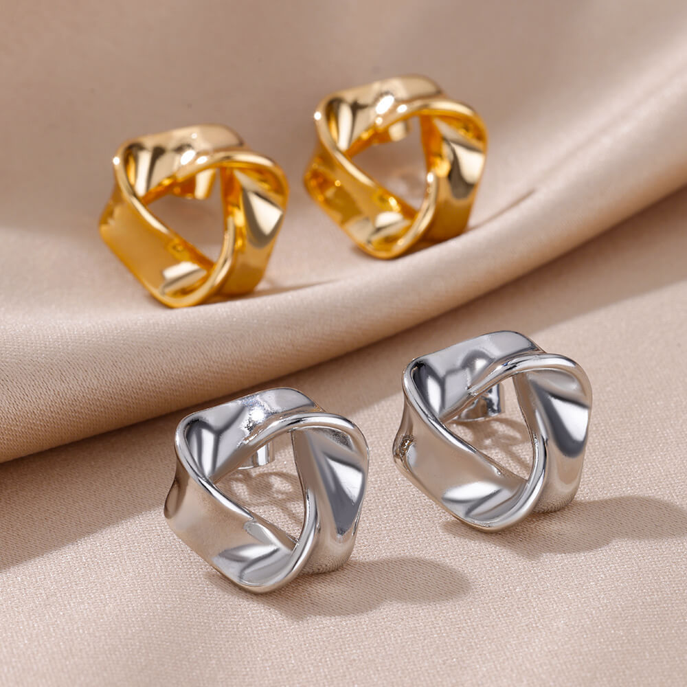 Polygon Mobius Strip Five-pointed Star Hollow Earrings