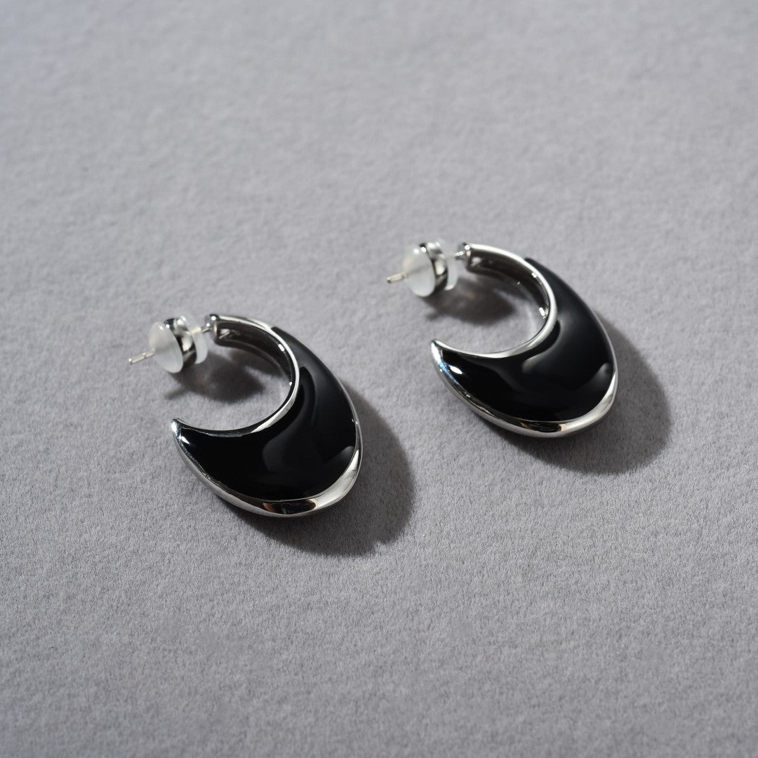 Gold Plated Black Drip Glazed Sier Earrings