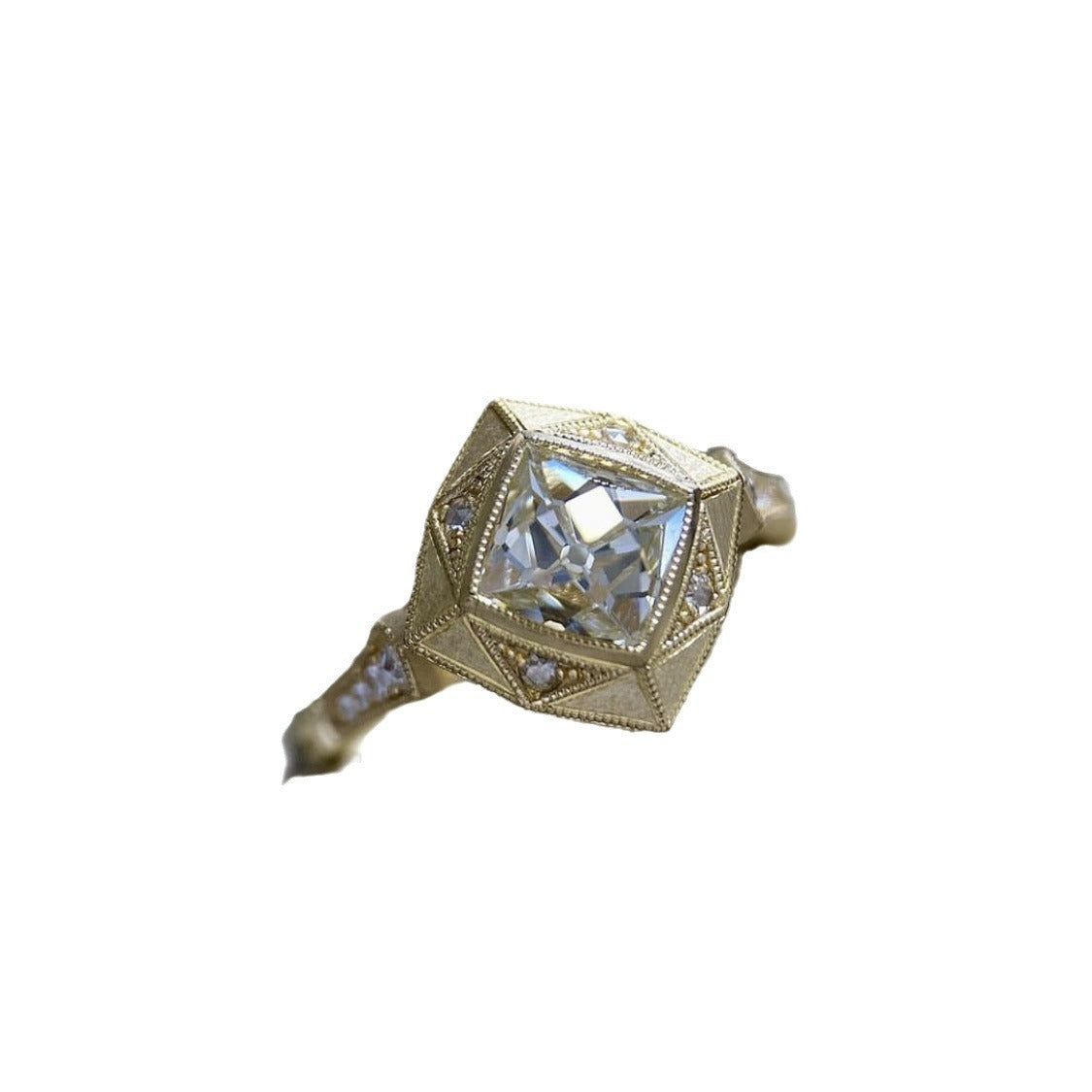 Women's Fashion Style Hand-made Gold-plated Inlaid Square Rings