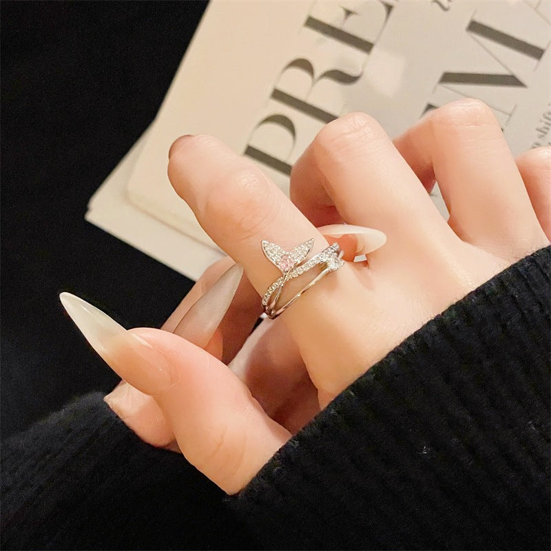 Super Flash Zircon High-grade Open Light Luxury Minority Design Rings