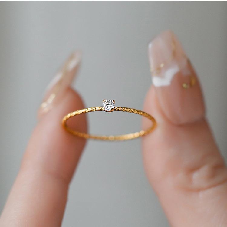 Titanium Female Simple Fashion Personality Style Gold Index Rings