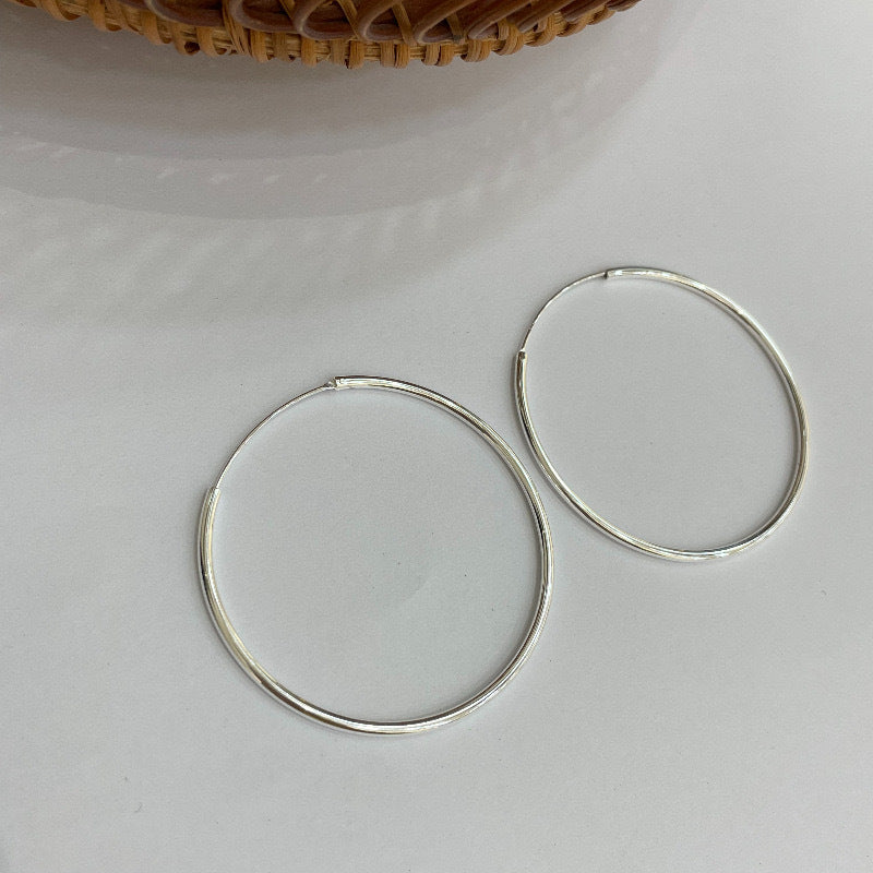 Women's Sterling Sier Bold Big Circle Simple Earrings