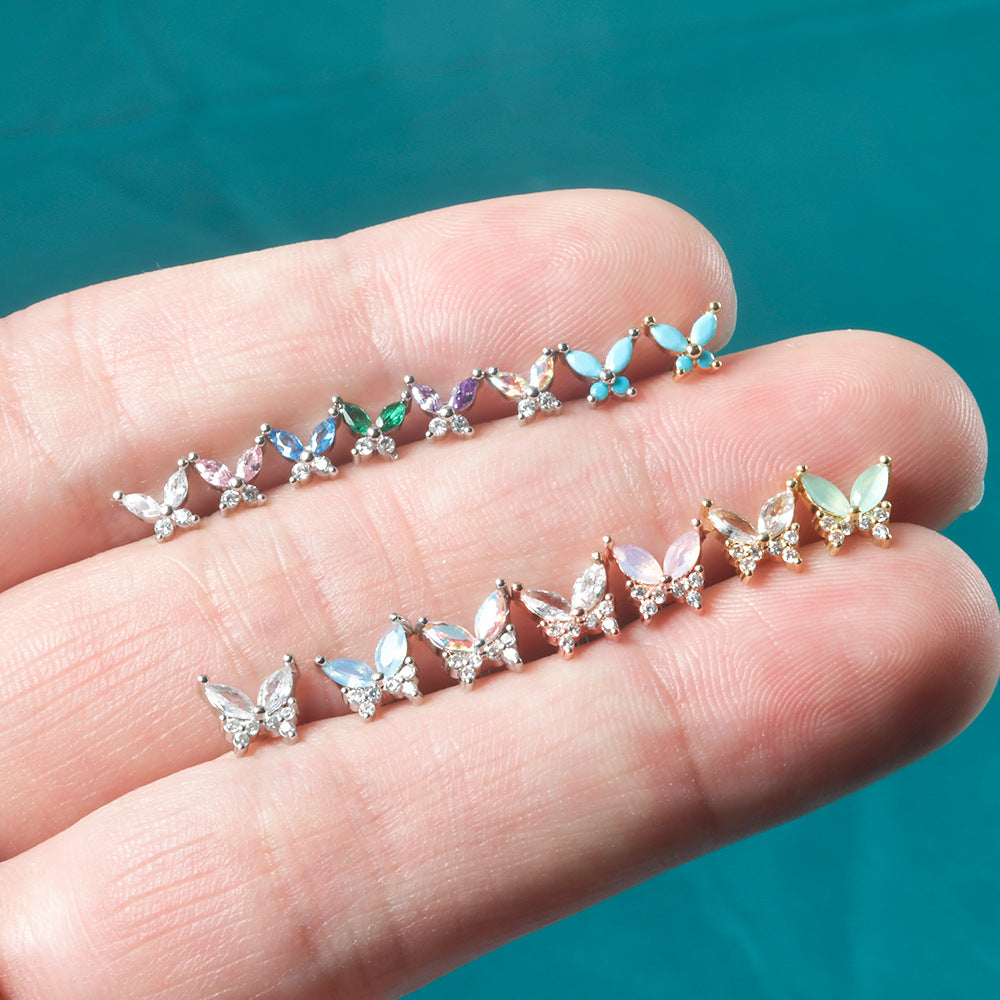 Stainless Steel Fashion Zircon Butterfly Personality Earrings