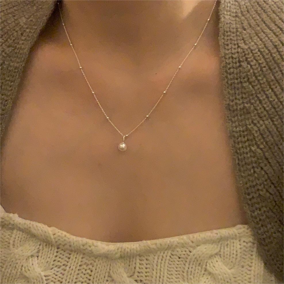 Korean Style Sterling Sier Beads Simple Cool Necklaces