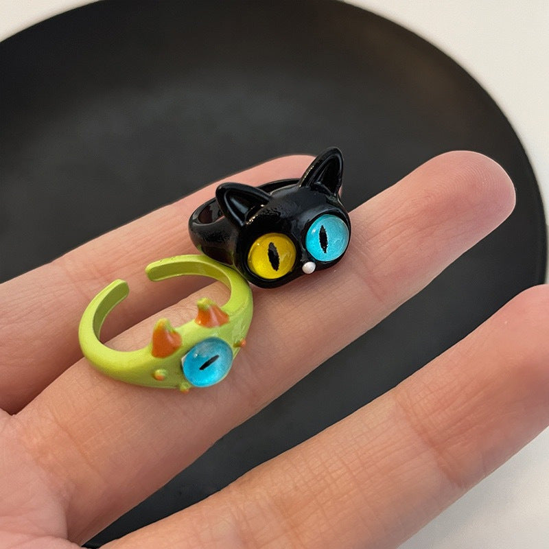 Childlike Cute Cat Monster Female Tide Rings